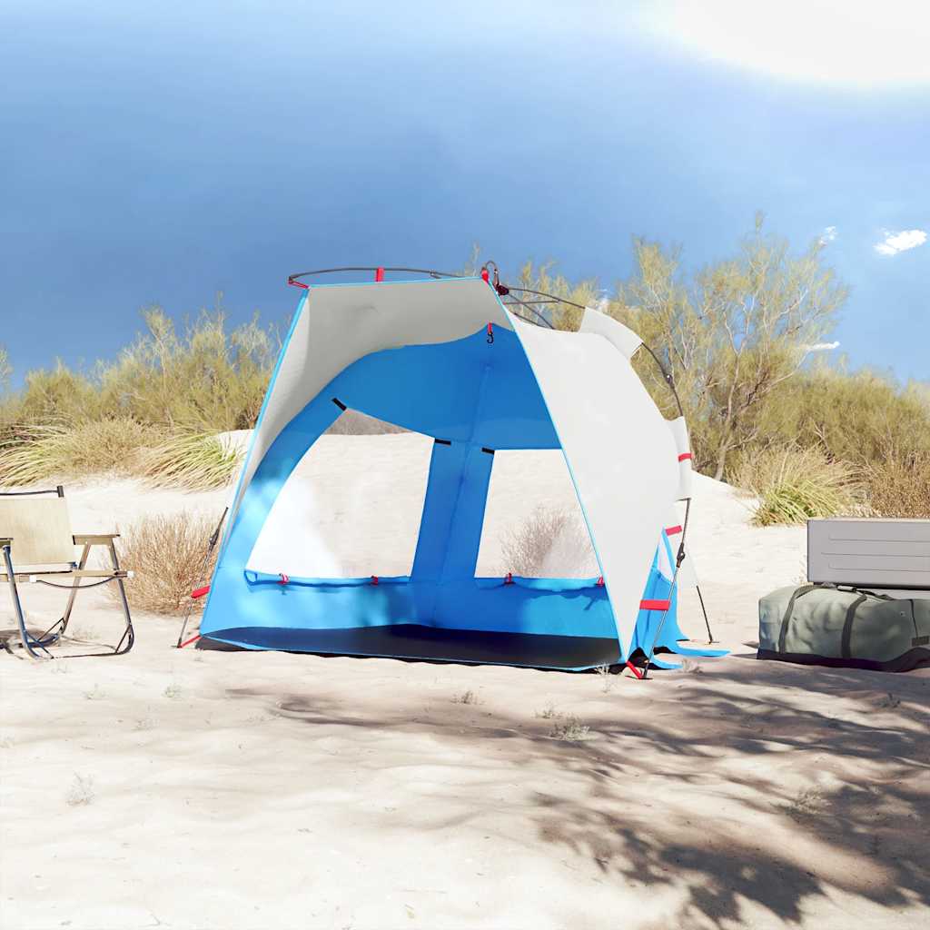 Tente de plage 2 personnes bleu azur dégagement rapide étanche