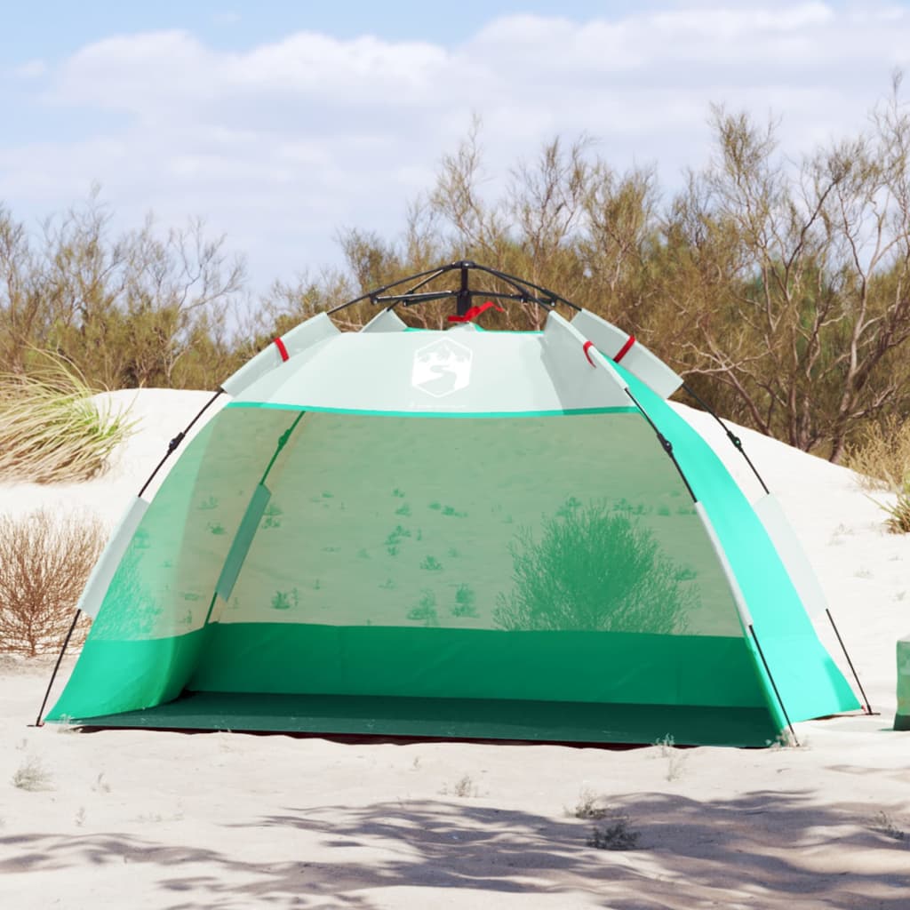 Tente de plage 2 personnes vert d'eau dégagement rapide étanche