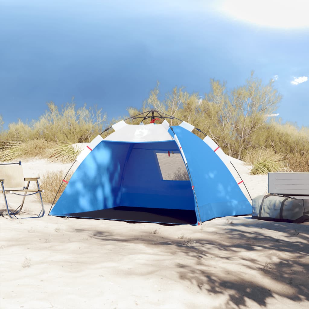 Tente de plage 2 personnes bleu azur dégagement rapide étanche