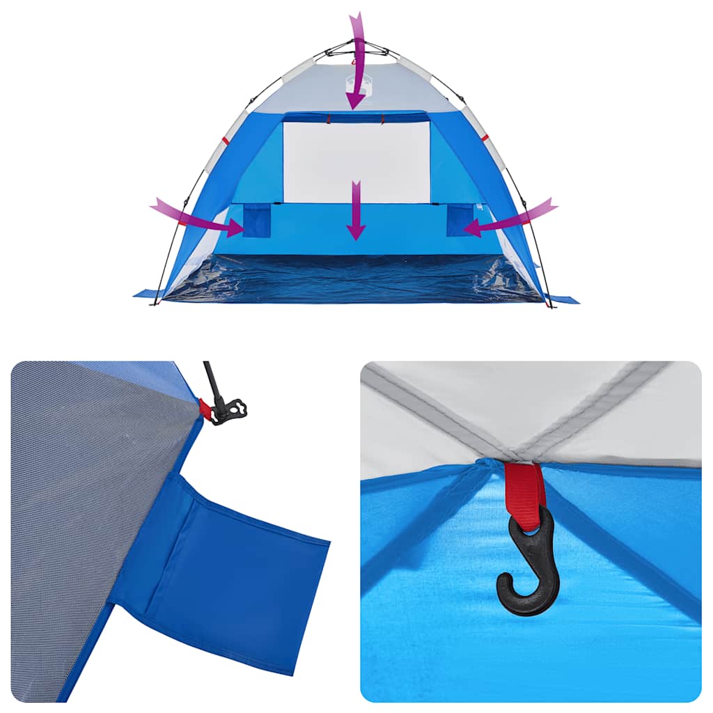 Strandzelt 2 Personen Azurblau Quick Release Wasserdicht