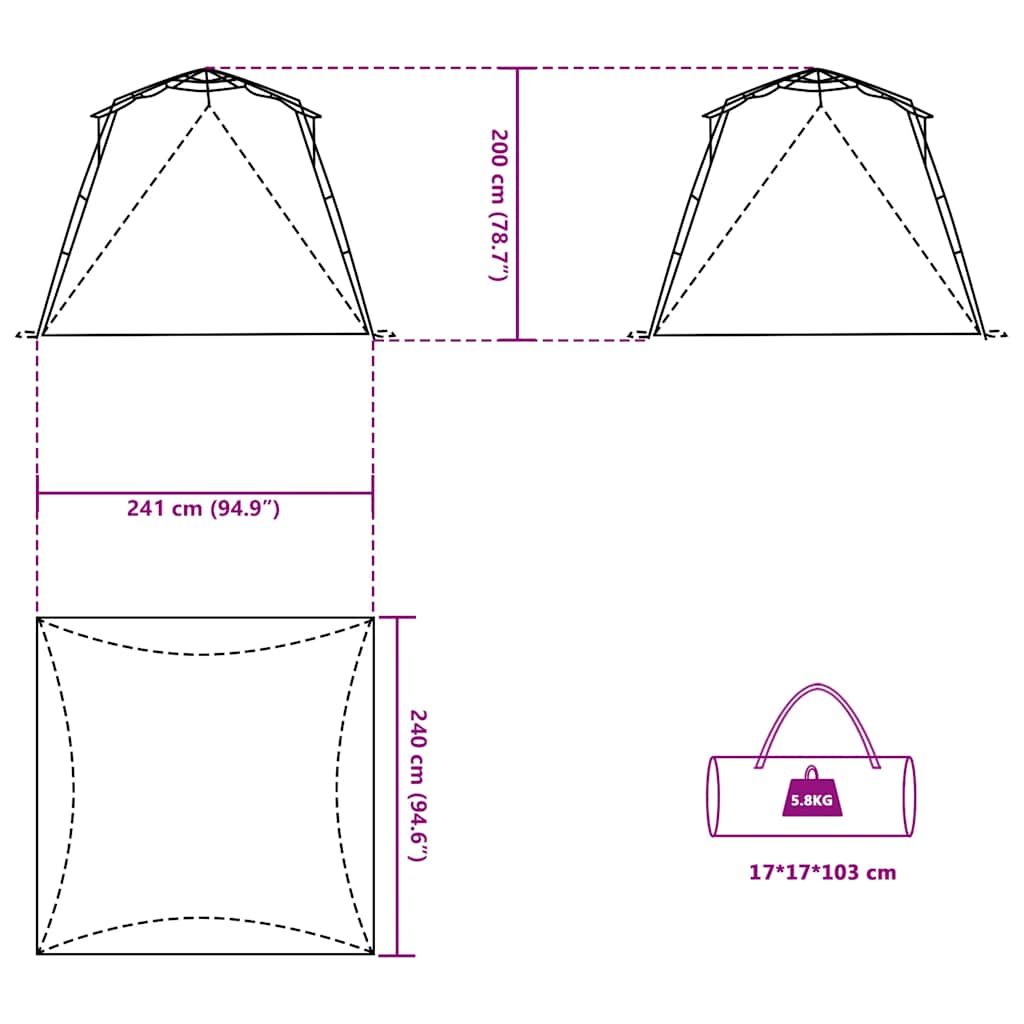Strandzelt 4 Personen Seegrün Quick Release Wasserdicht