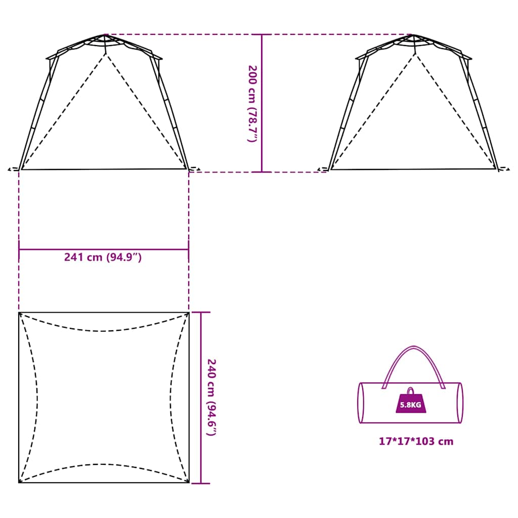 Strandzelt 4 Personen Grau Quick Release Wasserdicht