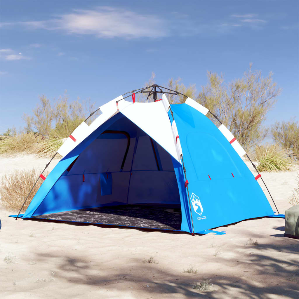 Tente de plage 3 personnes bleu azur à dégagement rapide étanche