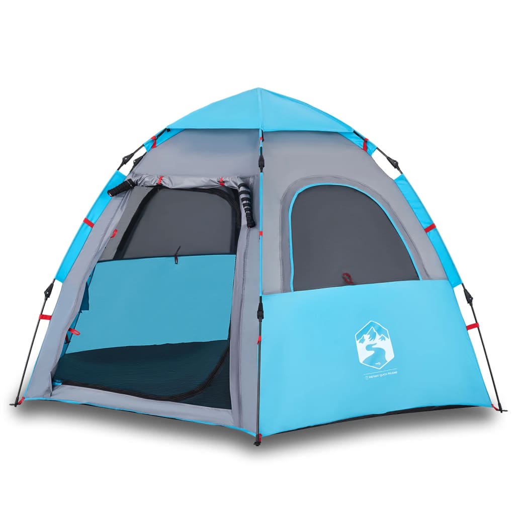 Campingzelt 4 Personen Blau Quick Release