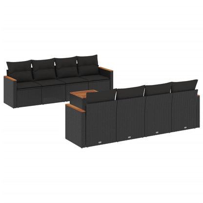 Patio Sofa Set 8-Sitzer Black