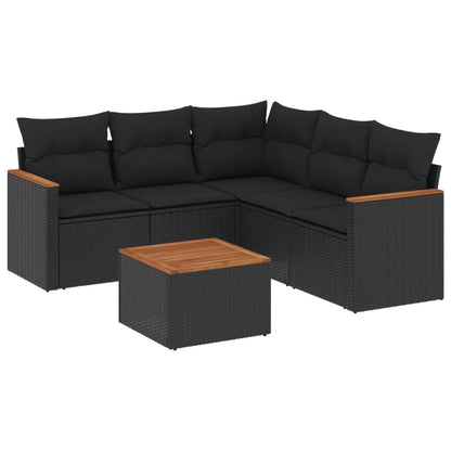 Patio Sofa Set 5-Sitzer Black