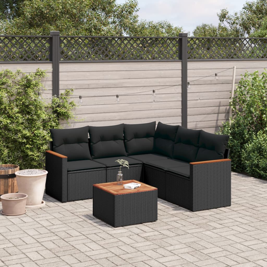 Patio Sofa Set 5-Sitzer Black