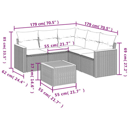 Patio Sofa Set 6-Sitzer Black and Cream