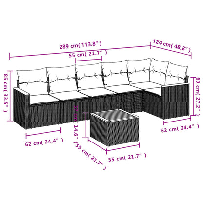 Patio Sofa Set 7-Sitzer Black