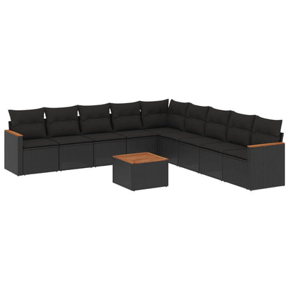 Patio Sofa Set 9-Sitzer Black