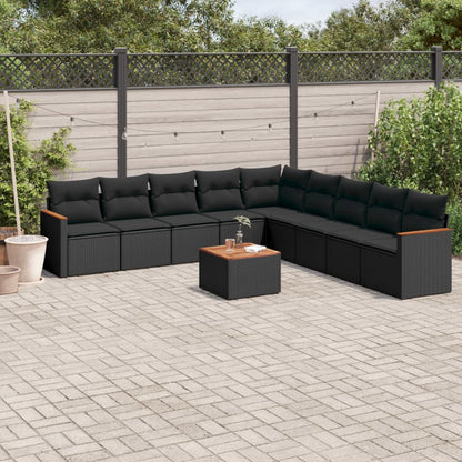 Patio Sofa Set 9-Sitzer Black