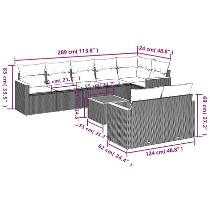 Patio Sofa Set 8-Sitzer Black