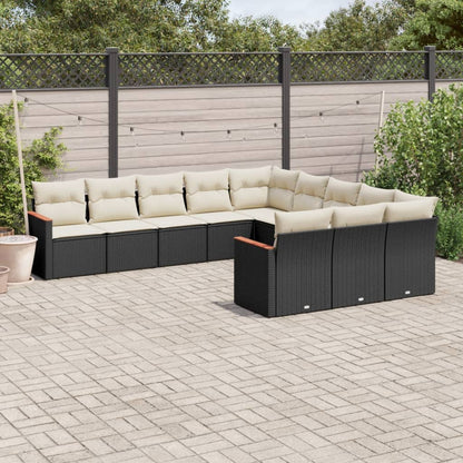 Patio Sofa Set 11-Sitzer Black and Cream