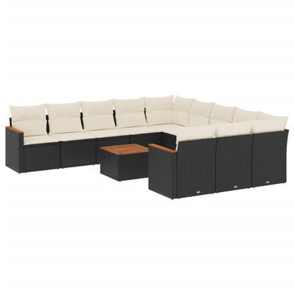 Patio Sofa Set 9-Sitzer Black and Cream