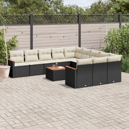 Patio Sofa Set 9-Sitzer Black and Cream
