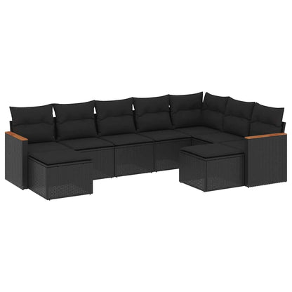 Patio Sofa Set 9-Sitzer Black