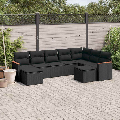 Patio Sofa Set 9-Sitzer Black