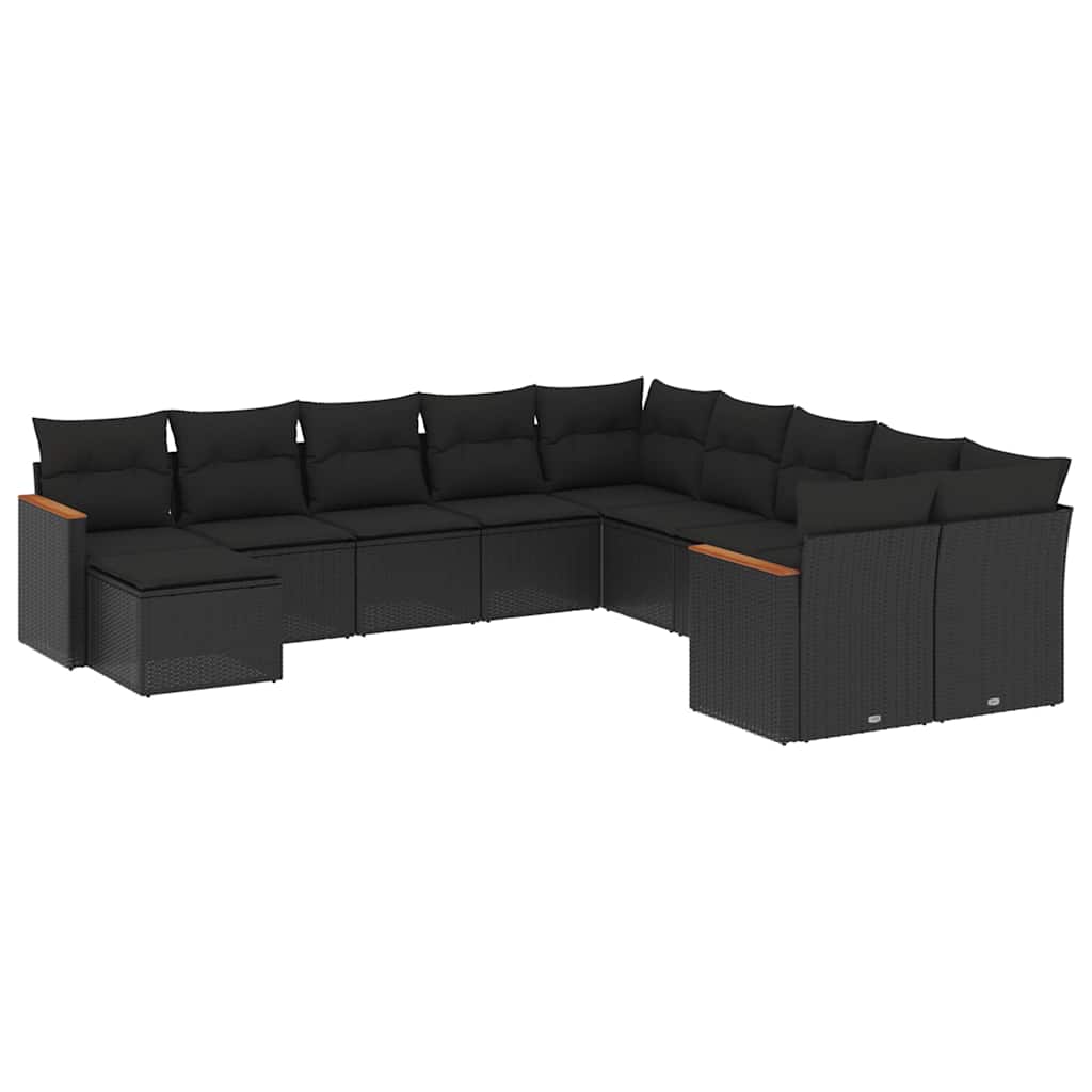 Patio Sofa Set 9-Sitzer Black