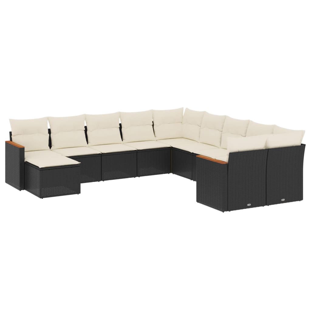 Patio Sofa Set 11-Sitzer Black and Cream