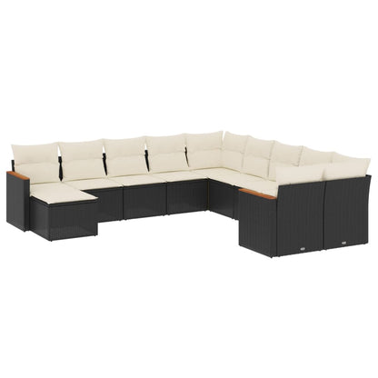 Patio Sofa Set 11-Sitzer Black and Cream