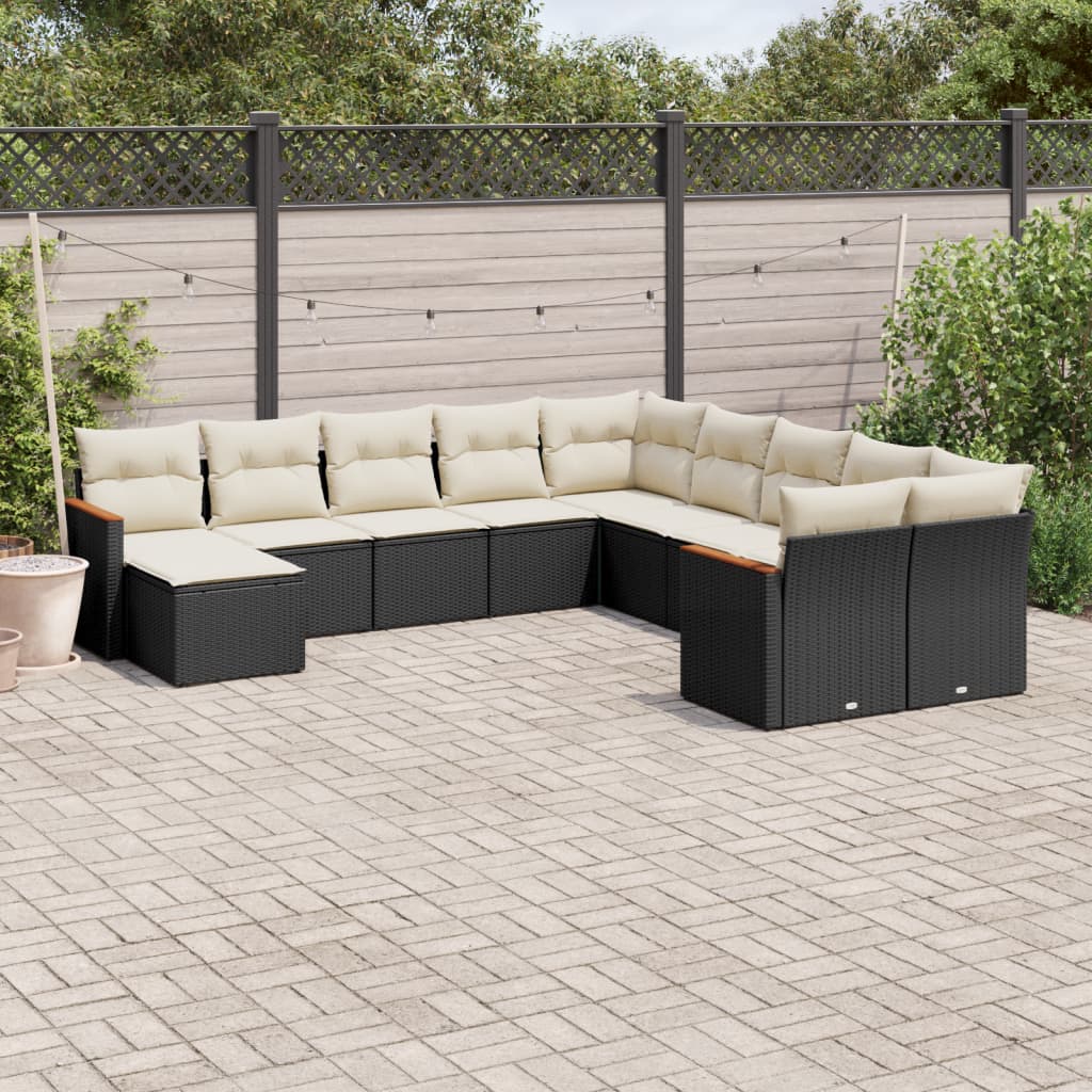 Patio Sofa Set 11-Sitzer Black and Cream