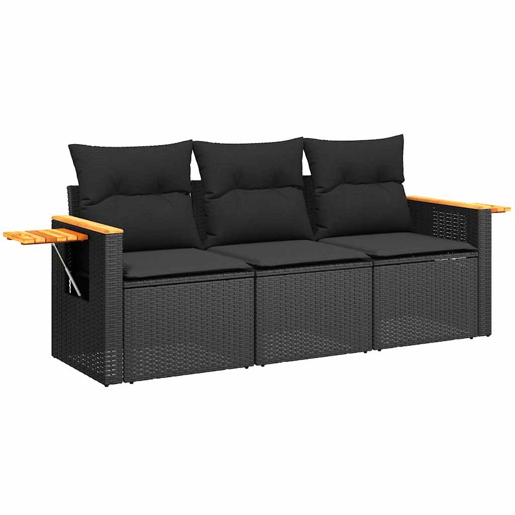 Patio Sofa Set 3-Sitzer Black