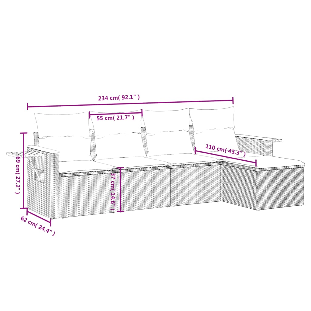 Patio Sofa Set 5-Sitzer Grey