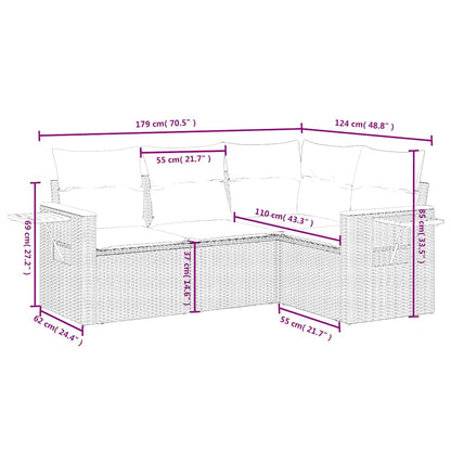 4-tlg. Garten-Sofagarnitur mit Kissen Schwarz Poly Rattan