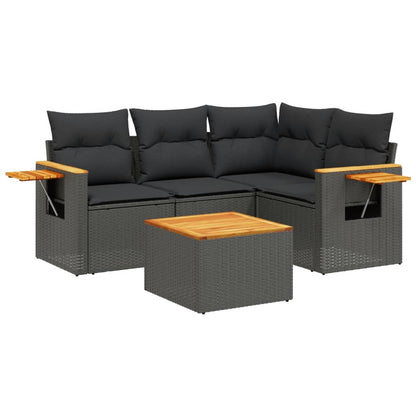 Patio Sofa Set 5-Sitzer Black