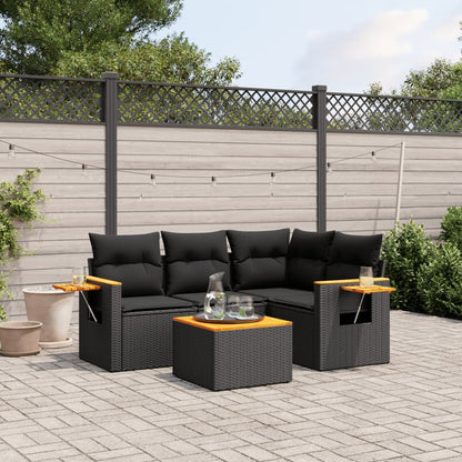 Patio Sofa Set 5-Sitzer Black