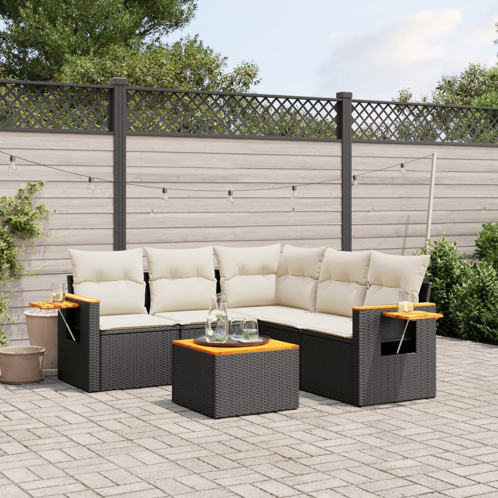 Patio Sofa Set 6-Sitzer Black and Cream