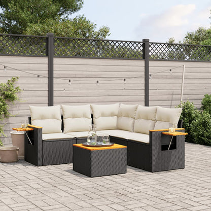Patio Sofa Set 6-Sitzer Black and Cream