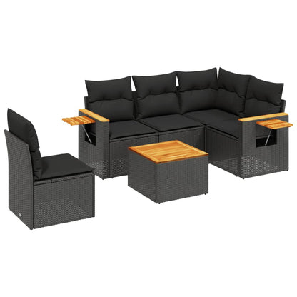 Patio Sofa Set 6-Sitzer Black