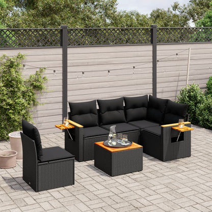 Patio Sofa Set 6-Sitzer Black