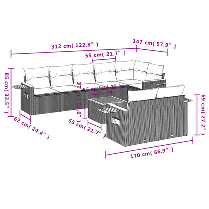 Patio Sofa Set 9-Sitzer Grey