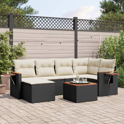 Patio Sofa Set 6-Sitzer Black and Cream