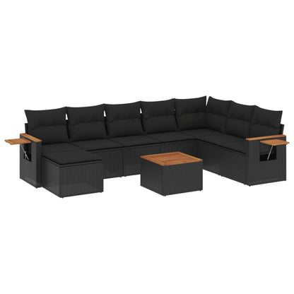 Patio Sofa Set 9-Sitzer Black