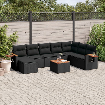 Patio Sofa Set 9-Sitzer Black