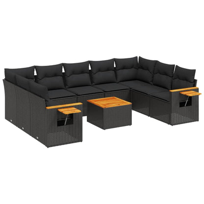 Patio Sofa Set 7-Sitzer Black