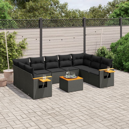 Patio Sofa Set 7-Sitzer Black