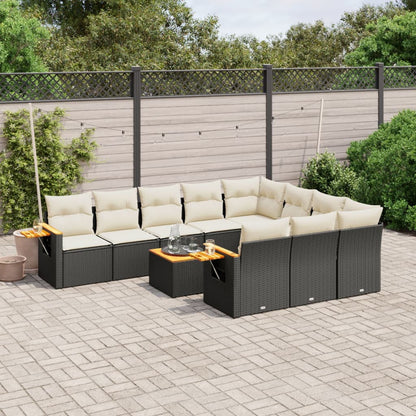 Patio Sofa Set 10-Sitzer Black and Cream