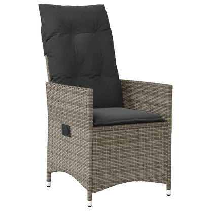 9-tlg. Garten-Essgruppe mit Kissen Grau Poly Rattan