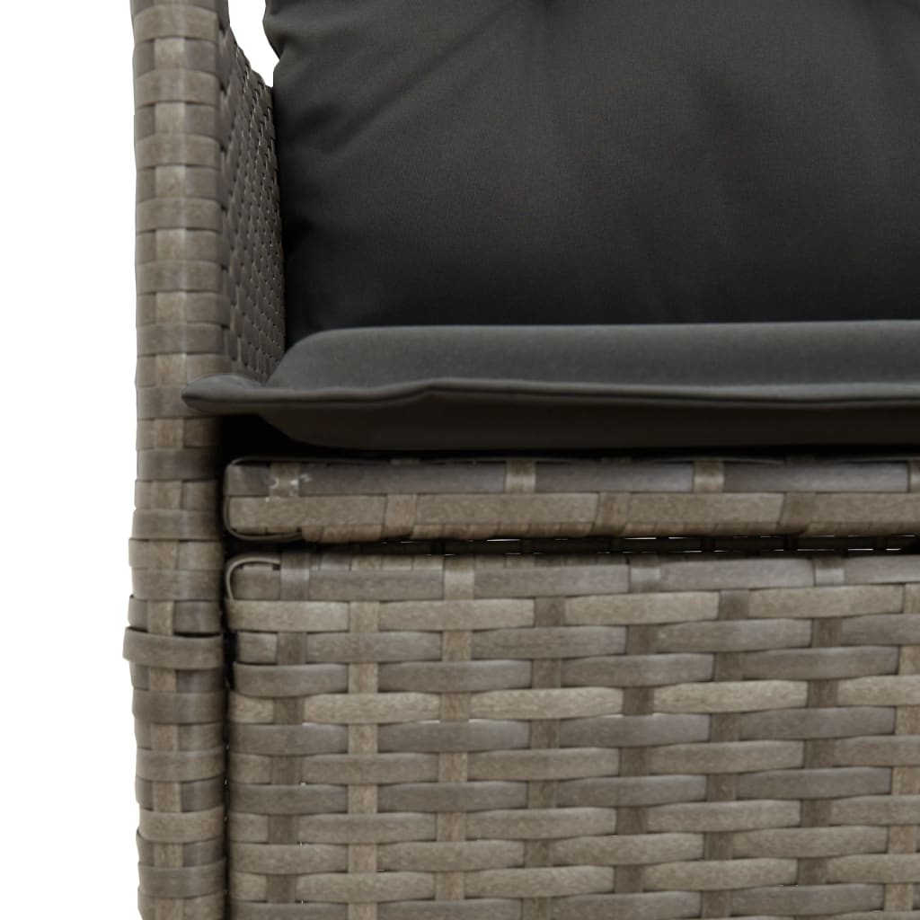 9-tlg. Garten-Essgruppe mit Kissen Grau Poly Rattan