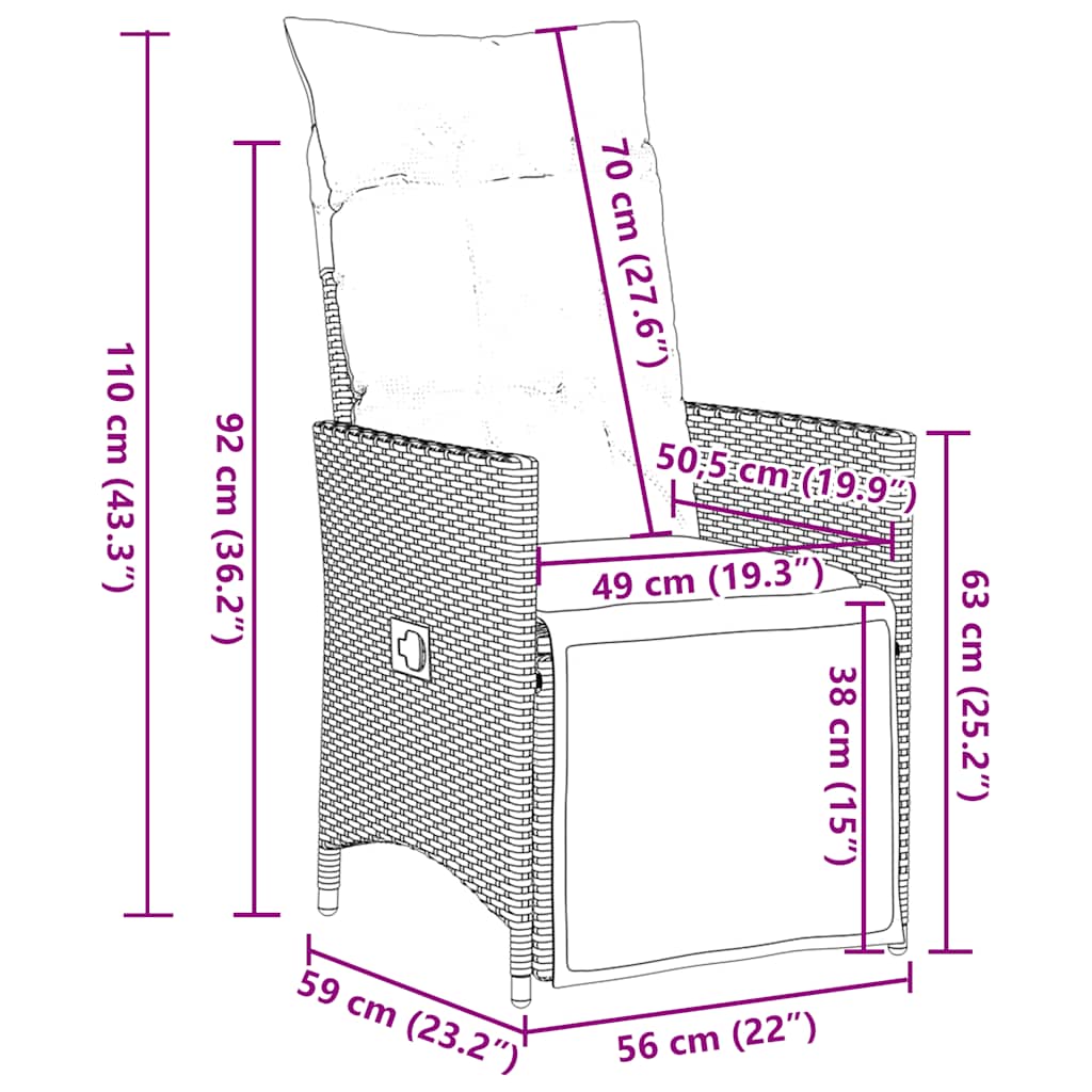 9-tlg. Garten-Essgruppe mit Kissen Grau Poly Rattan