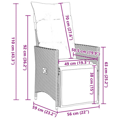 9-tlg. Garten-Essgruppe mit Kissen Grau Poly Rattan