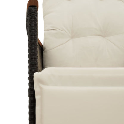 7-tlg. Garten-Essgruppe mit Kissen Schwarz Poly Rattan