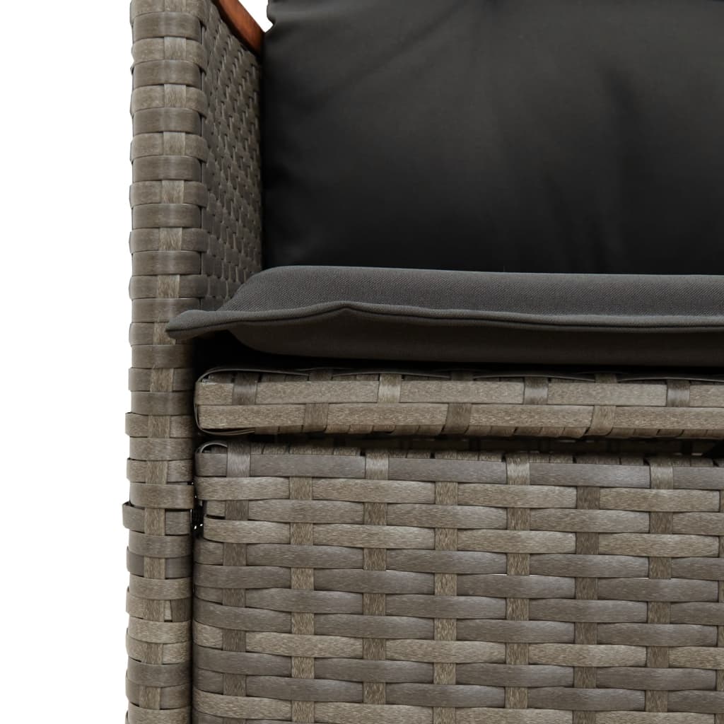 5-tlg. Garten-Essgruppe mit Kissen Grau Poly Rattan