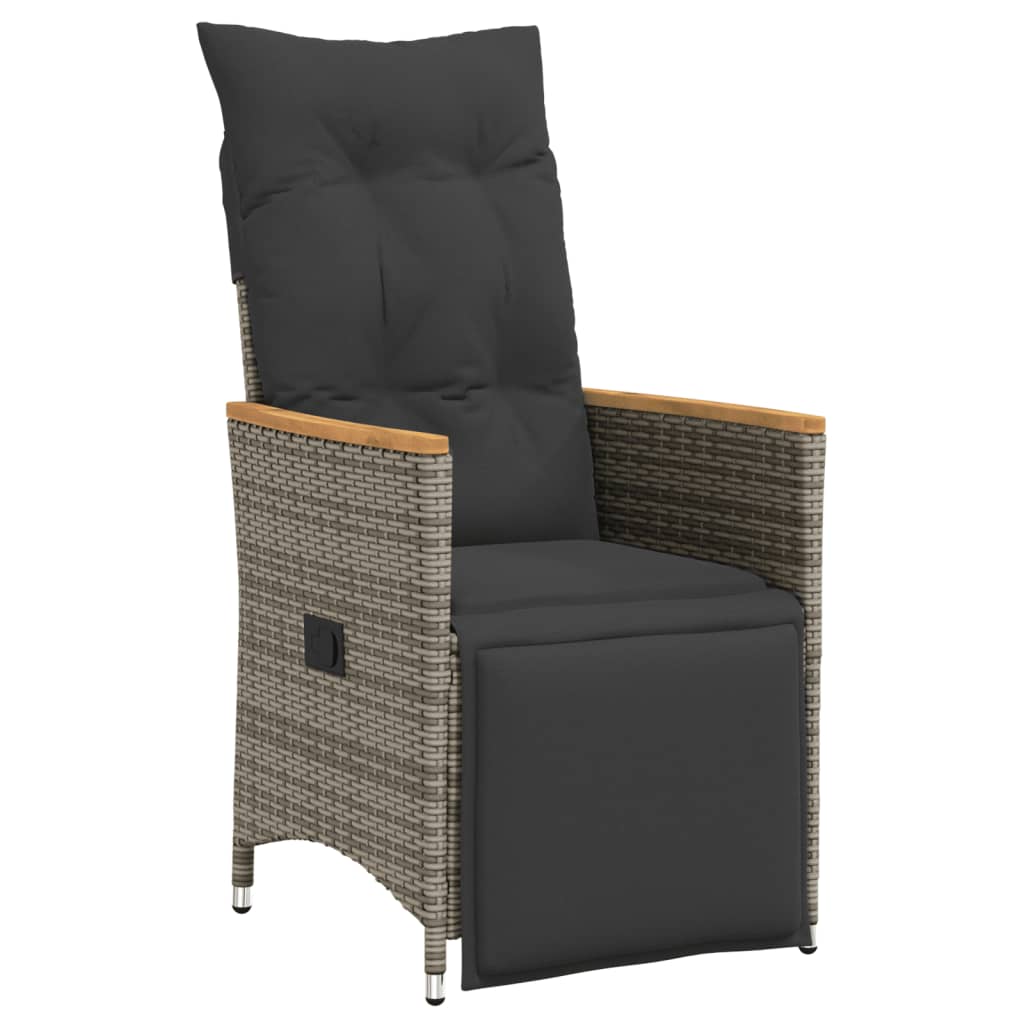 5-tlg. Garten-Essgruppe mit Kissen Grau Poly Rattan