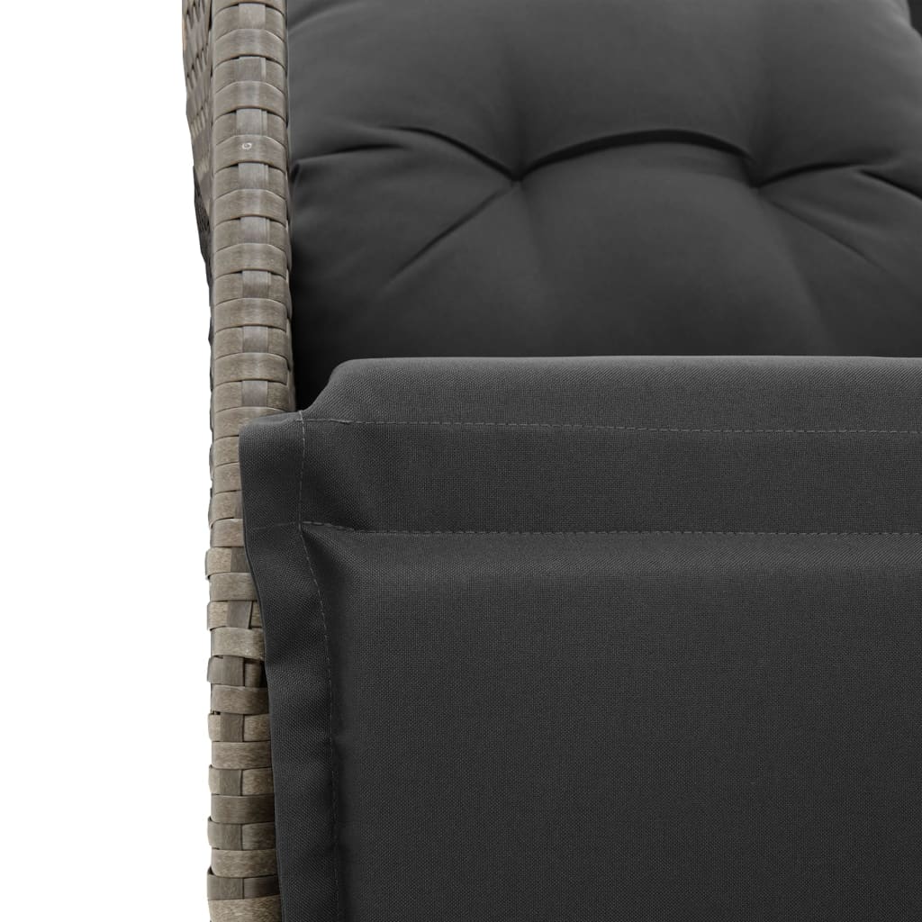 7-tlg. Garten-Essgruppe mit Kissen Grau Poly Rattan