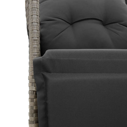 7-tlg. Garten-Essgruppe mit Kissen Grau Poly Rattan
